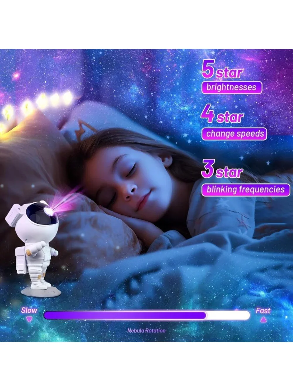 Astronaut Galaxy Projector Night Light Stars Projector for Ceiling Timer Remote